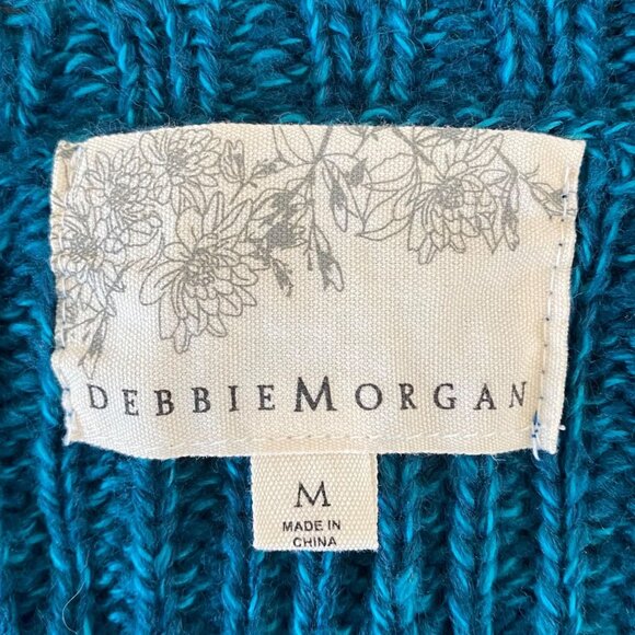 Debbie Morgan Sweater Poncho Blue Women's Medium Knit Scoop-Neck Pullover New - Picture 10 of 13